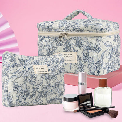 Travel Makeup Bag – 2-Piece, Quilted, Large Capacity, for Travel – detail view 14