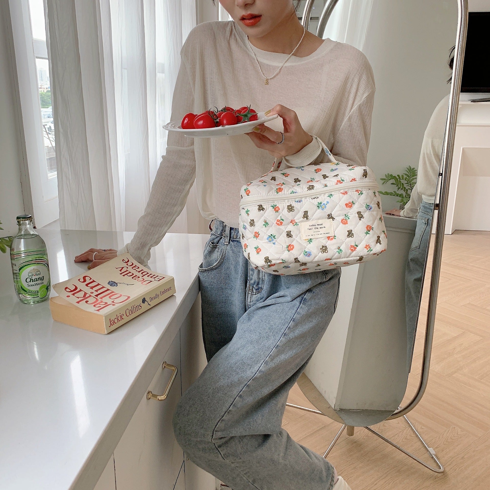 Travel Makeup Bag – 2-Piece, Quilted, Large Capacity, for Travel – detail view 21