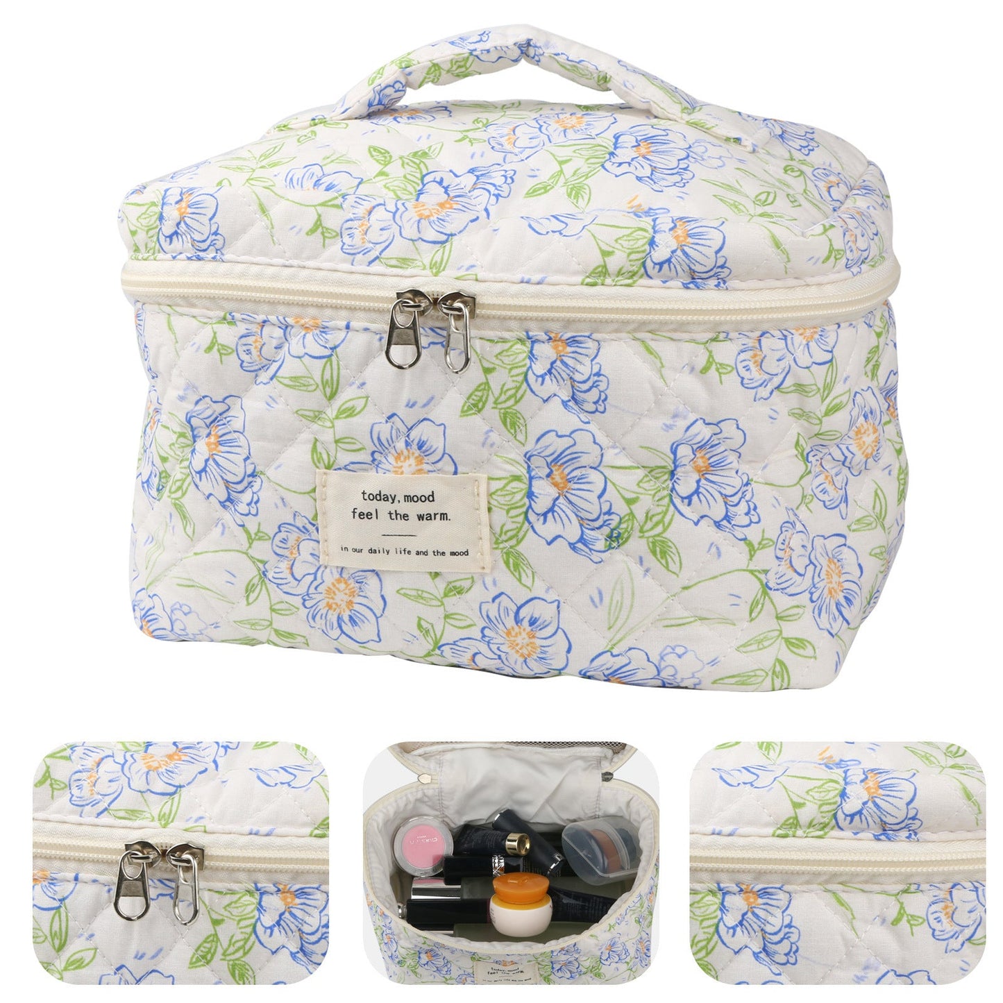 Travel Makeup Bag – 2-Piece, Quilted, Large Capacity, for Travel – detail view 4