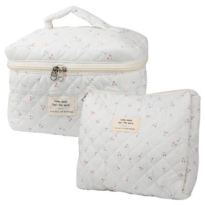 Travel Makeup Bag – 2-Piece, Quilted, Large Capacity, for Travel – front view
