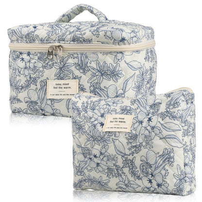 Travel Makeup Bag – 2-Piece, Quilted, Large Capacity, for Travel – detail view 12