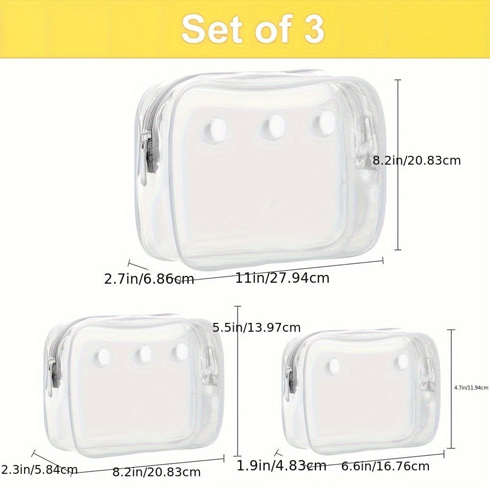 Travel Makeup Bag – 3 Pack, Clear, Transparent, for Travel – detail view 3