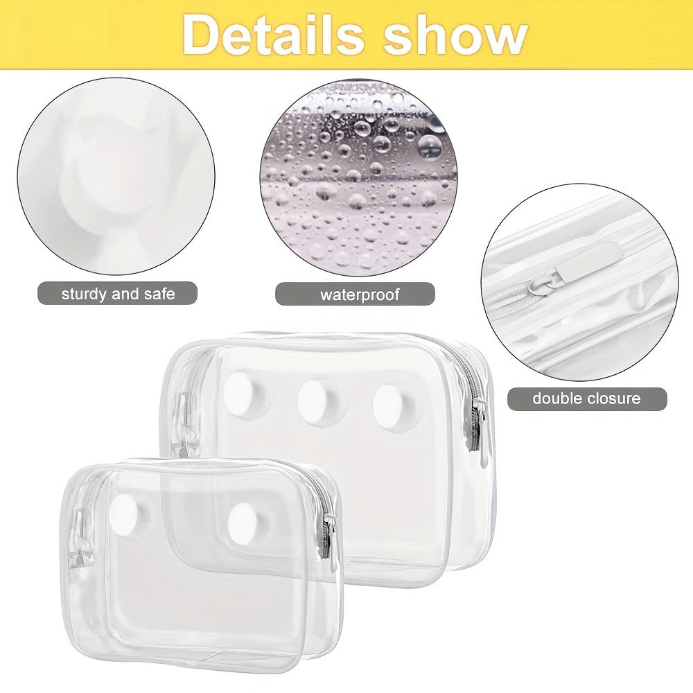 Travel Makeup Bag – 3 Pack, Clear, Transparent, for Travel – detail view 4