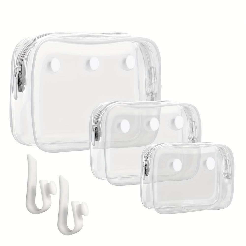 Travel Makeup Bag – 3 Pack, Clear, Transparent, for Travel – front view