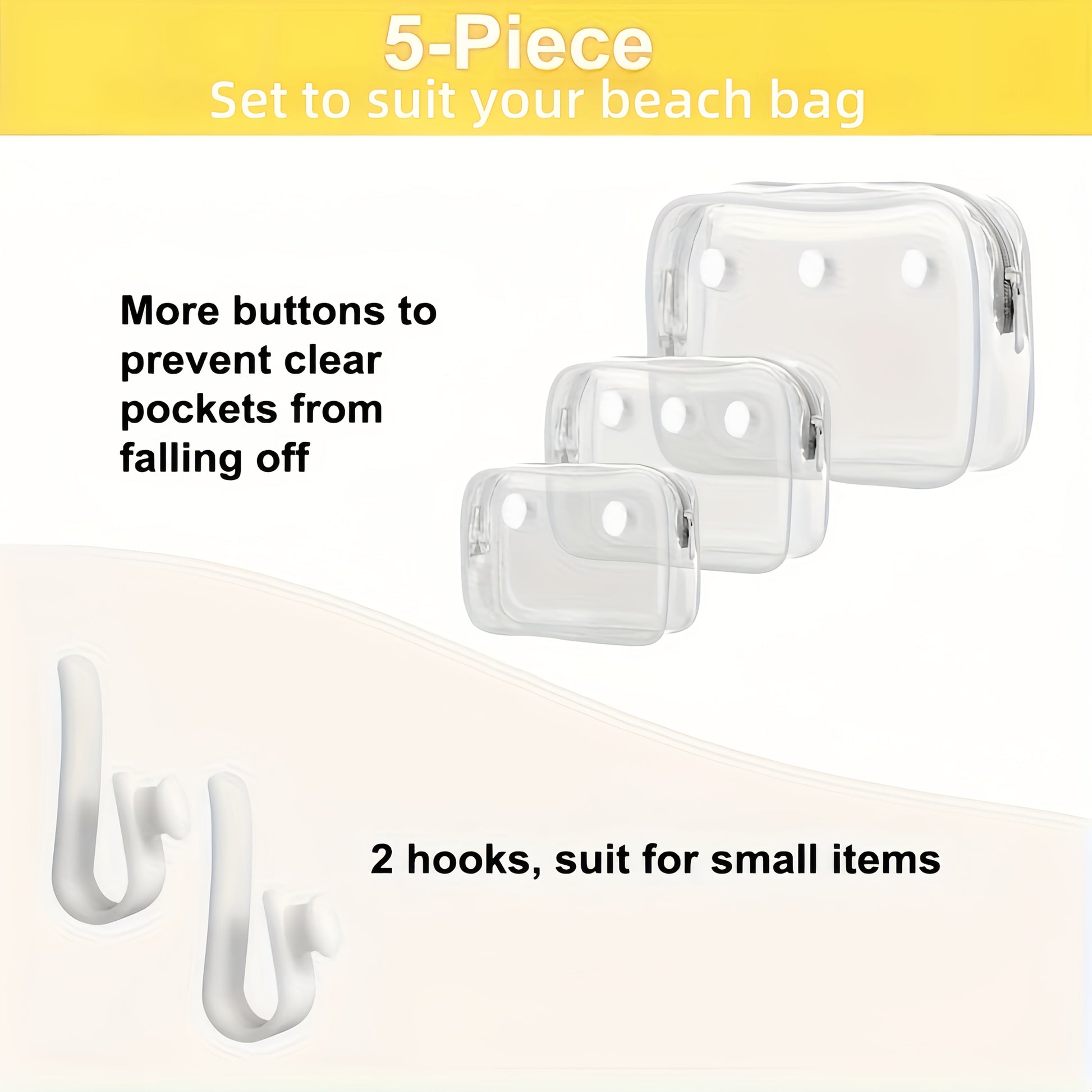 Travel Makeup Bag – 3 Pack, Clear, Transparent, for Travel – front view - product view 7