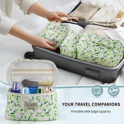 Travel Makeup Bag – 3 Piece, Quilted, for Travel – detail view 11