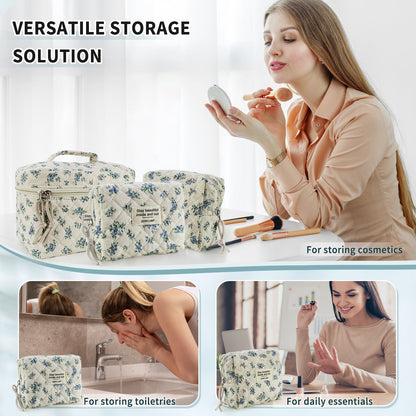 Travel Makeup Bag – 3 Piece, Quilted, for Travel – detail view 16