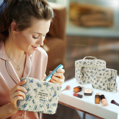 Travel Makeup Bag – 3 Piece, Quilted, for Travel – detail view 18
