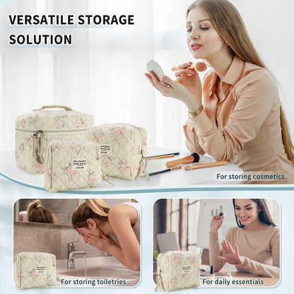 Travel Makeup Bag – 3 Piece, Quilted, for Travel – detail view 22
