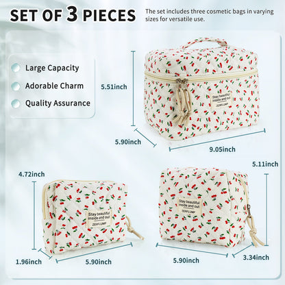 Travel Makeup Bag – 3 Piece, Quilted, for Travel – detail view 28