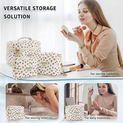 Travel Makeup Bag – 3 Piece, Quilted, for Travel – detail view 29