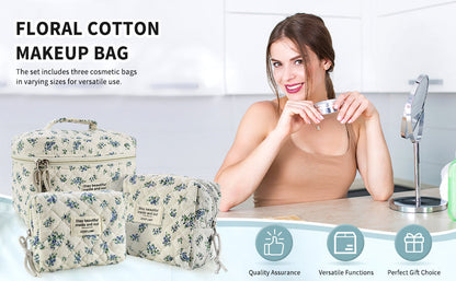 Travel Makeup Bag – 3 Piece, Quilted, for Travel – detail view 32