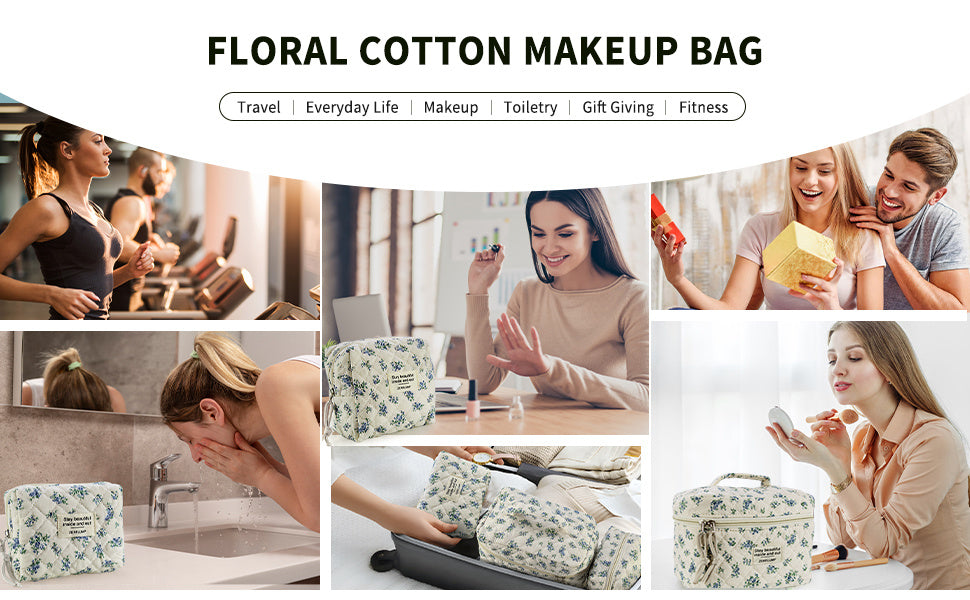 Travel Makeup Bag – 3 Piece, Quilted, for Travel – detail view 34