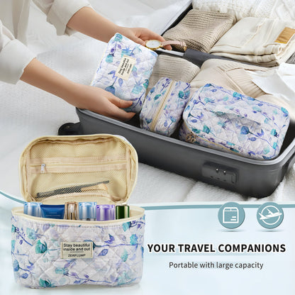 Travel Makeup Bag – 3 Piece, Quilted, for Travel – detail view 4