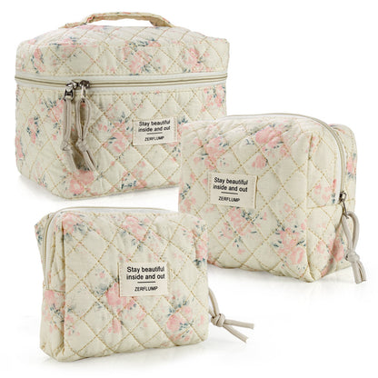 Travel Makeup Bag – 3 Piece, Quilted, for Travel – detail view 19