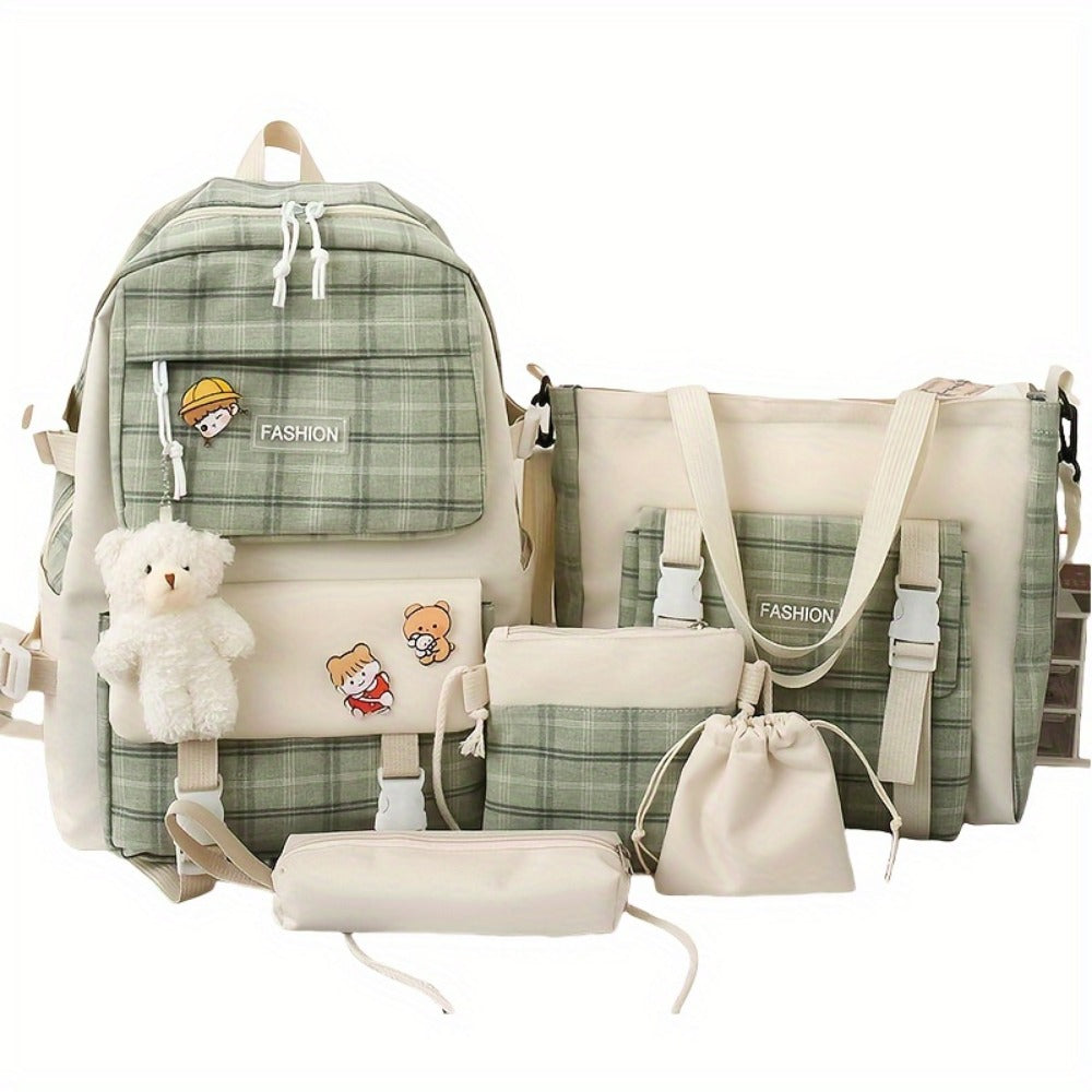 Travel Makeup Bag – 5-Piece, Canvas, Large Capacity, for Travel & School – detail view 14