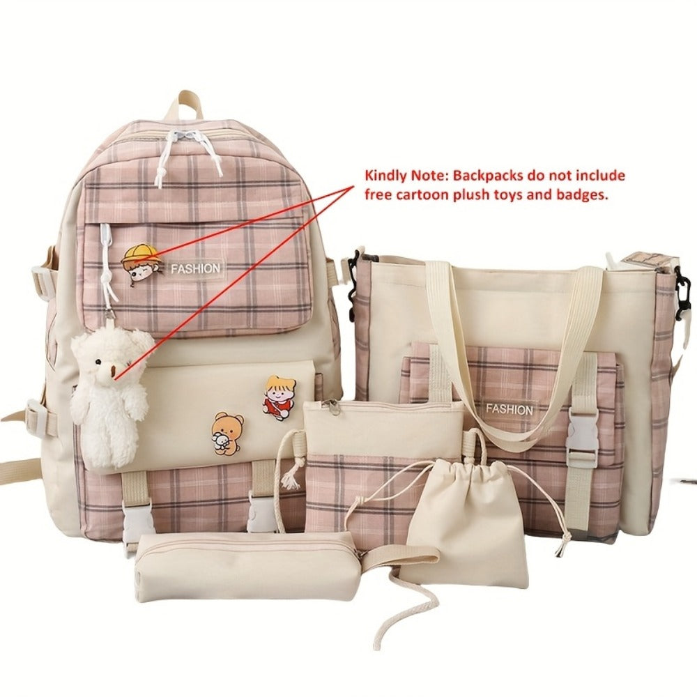 Travel Makeup Bag – 5-Piece, Canvas, Large Capacity, for Travel & School – detail view 5