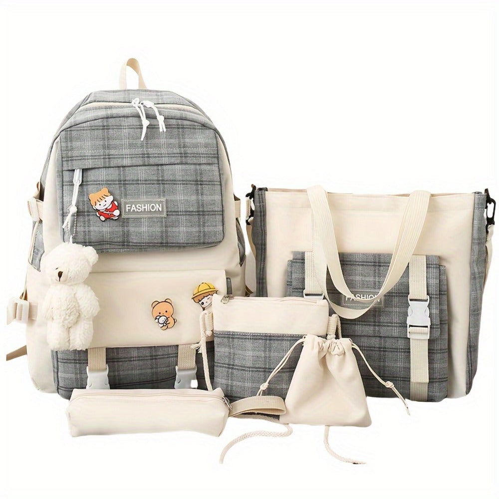 Travel Makeup Bag – 5-Piece, Canvas, Large Capacity, for Travel & School – detail view 6