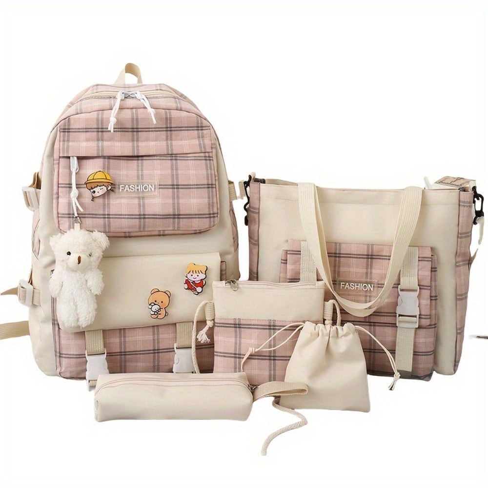 Travel Makeup Bag – 5-Piece, Canvas, Large Capacity, for Travel & School – detail view 7
