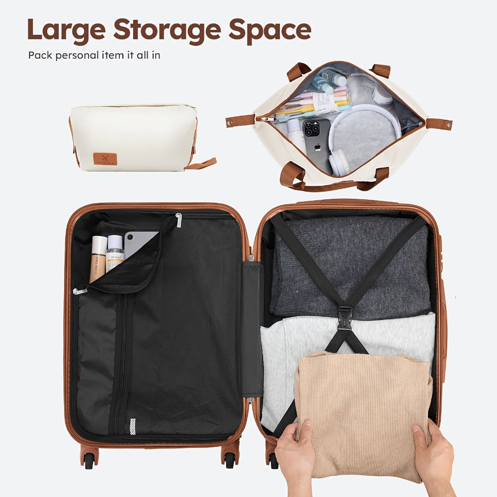 Travel Makeup Bag – 6-Piece, Lightweight, Expandable, Spinner Wheels – detail view 4