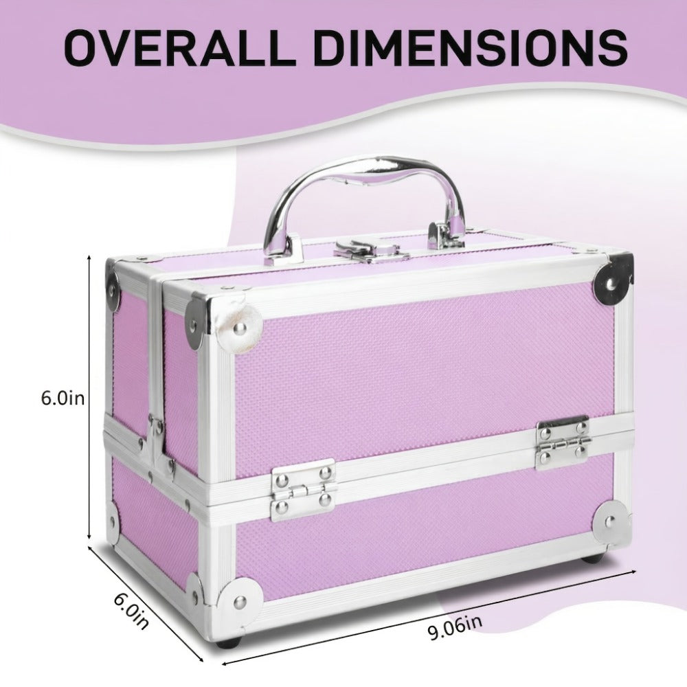 Travel Makeup Bag – Aluminum Makeup Train Case Mirror – detail view 5