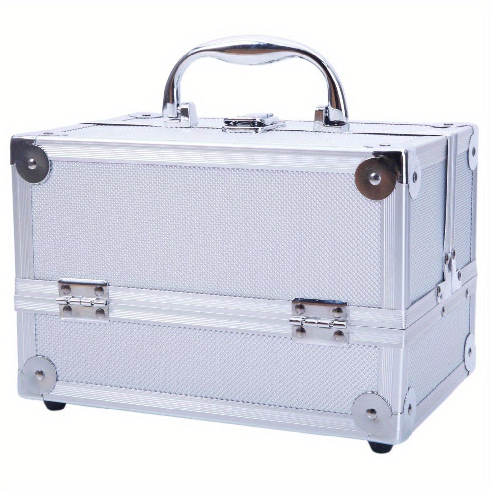 Travel Makeup Bag – Aluminum Makeup Train Case Mirror – detail view 8