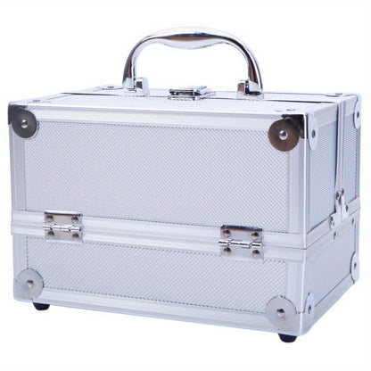 Travel Makeup Bag – Aluminum Makeup Train Case Mirror – detail view 8