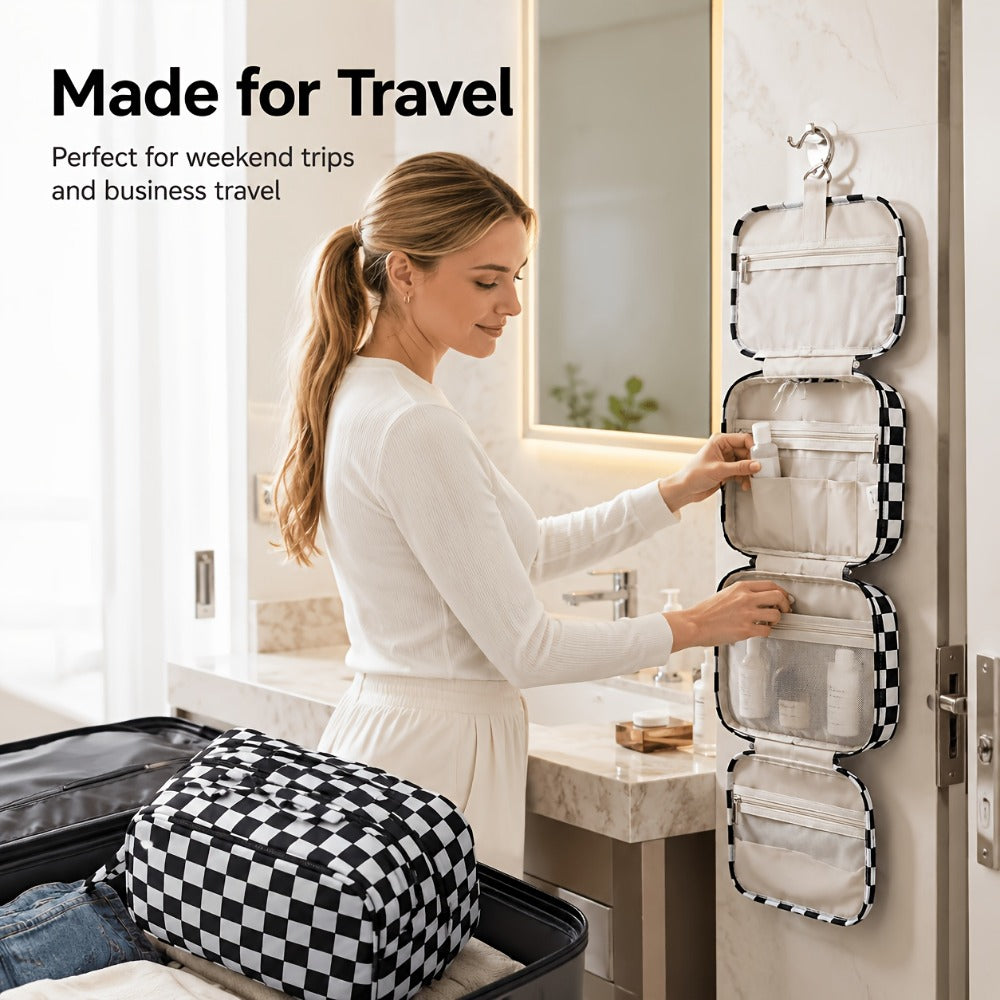 Travel Makeup Bag – for Travel, Hanging Toiletry Compartment Kit Cosmetic – detail view 11