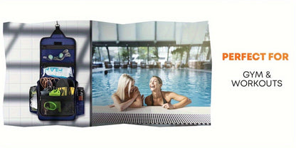 Travel Makeup Bag – for Travel, Hanging Toiletry Metal Rotating Hook – detail view 14