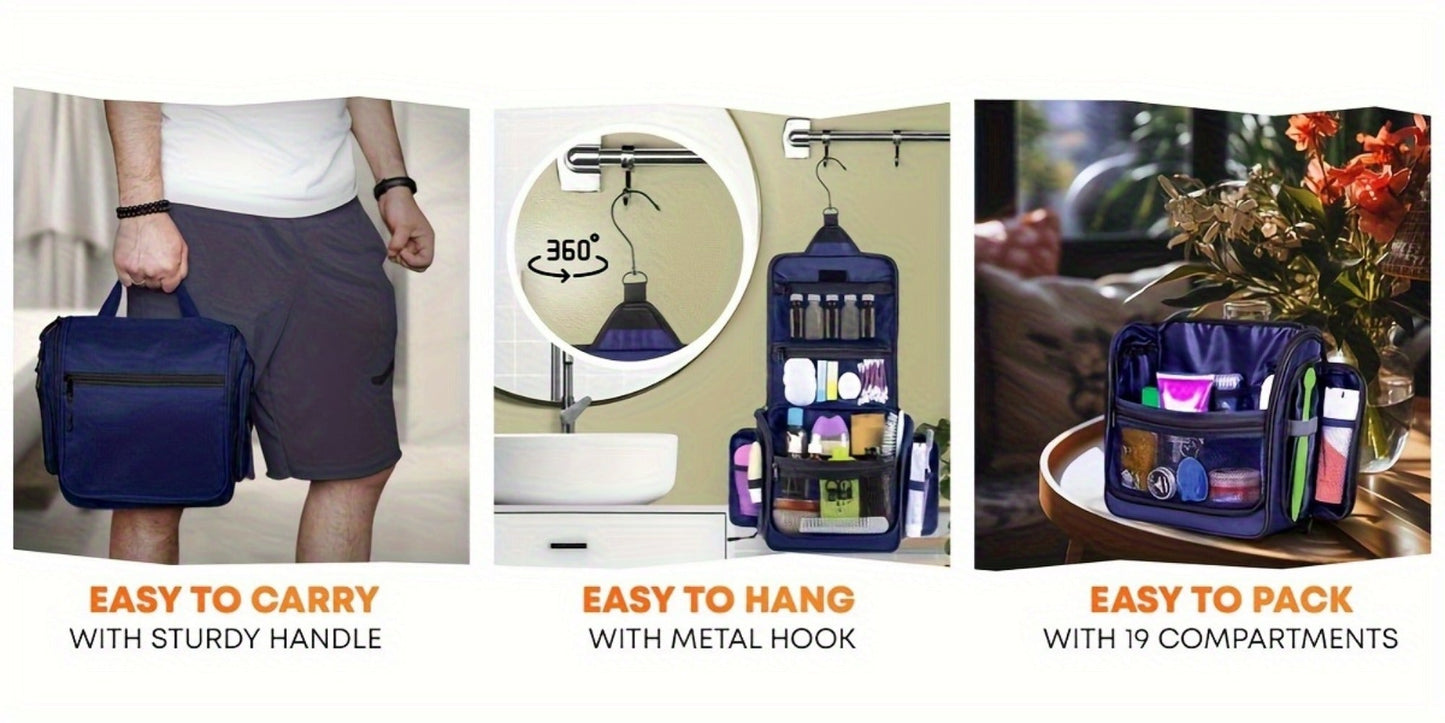 Travel Makeup Bag – for Travel, Hanging Toiletry Metal Rotating Hook – detail view 15
