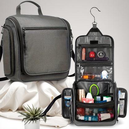 Travel Makeup Bag – for Travel, Hanging Toiletry Metal Rotating Hook – detail view 3