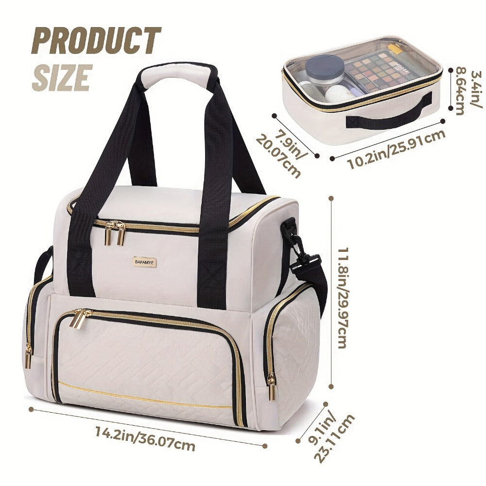 Travel Makeup Bag – for Travel, Large Double Layer Makeup Organizer – detail view 11