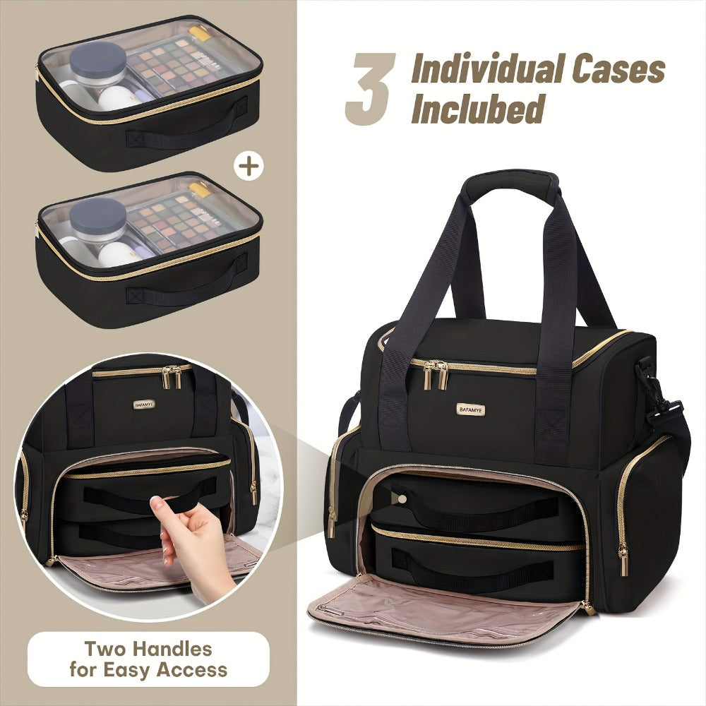 Travel Makeup Bag – for Travel, Large Double Layer Makeup Organizer – detail view 4