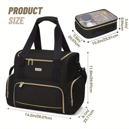 Travel Makeup Bag – for Travel, Large Double Layer Makeup Organizer – detail view 6