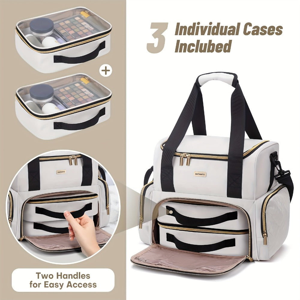 Travel Makeup Bag – for Travel, Large Double Layer Makeup Organizer – detail view 10