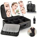 Black - Detachable tri-fold lighted mirror
