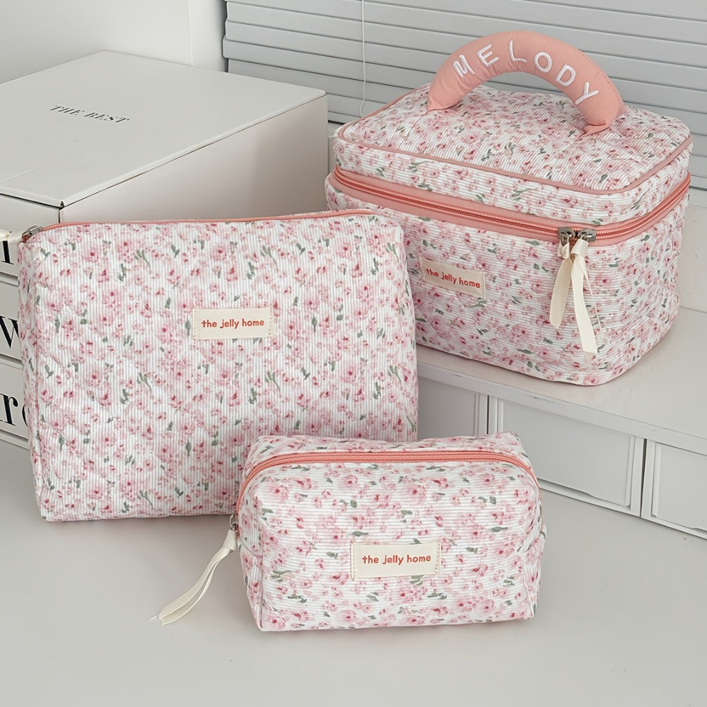 Travel Makeup Bag – Corduroy, Large Capacity, Lightweight, for Travel & Everyday Use – front view