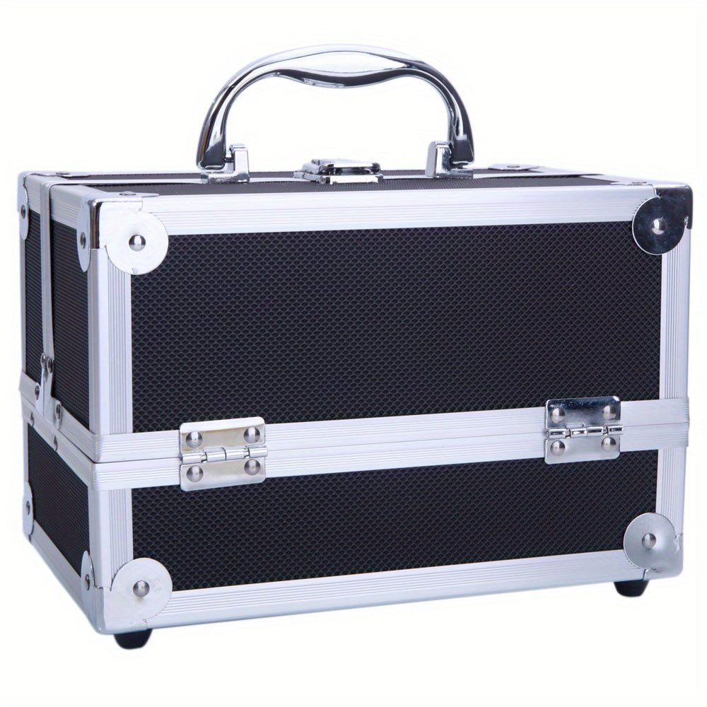 Travel Makeup Bag – Foldable, Aluminum Makeup Train Case Mirror – alternate view