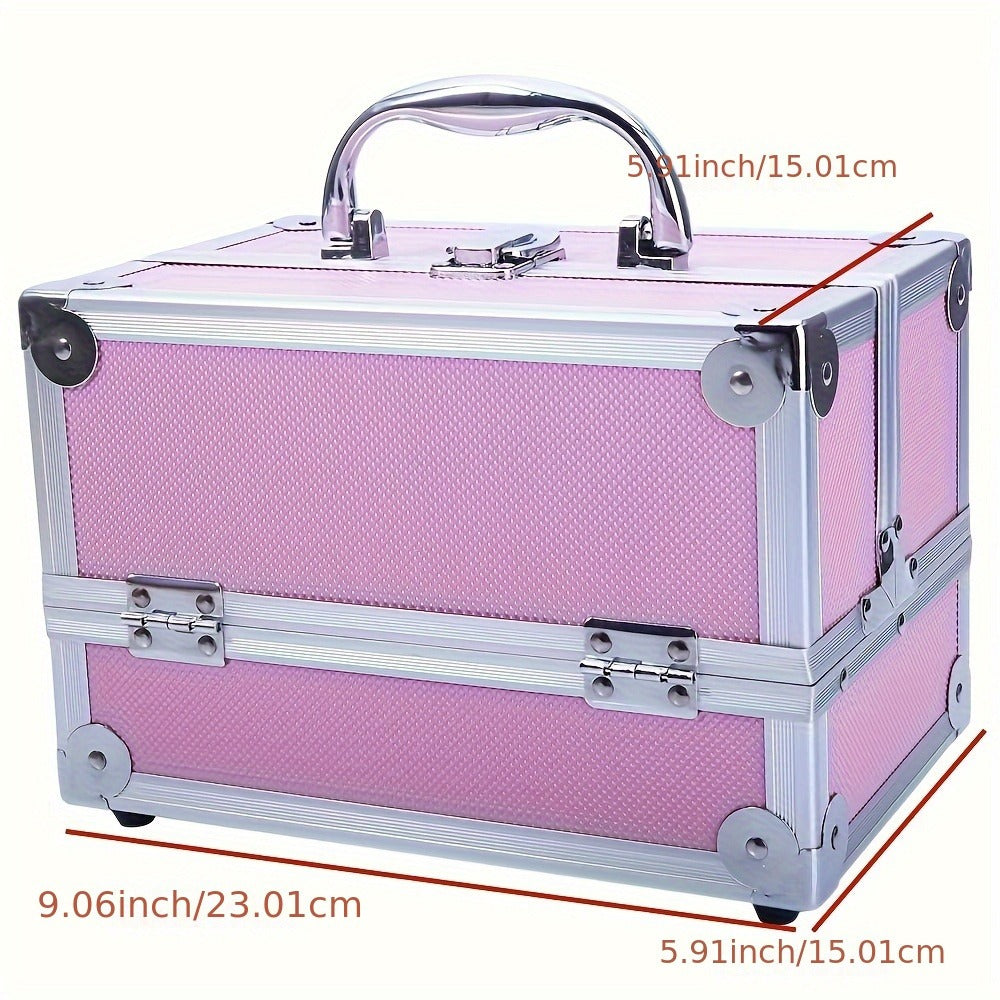 Travel Makeup Bag – Foldable, Aluminum Makeup Train Case Mirror – detail view 12