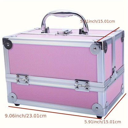 Travel Makeup Bag – Foldable, Aluminum Makeup Train Case Mirror – detail view 12