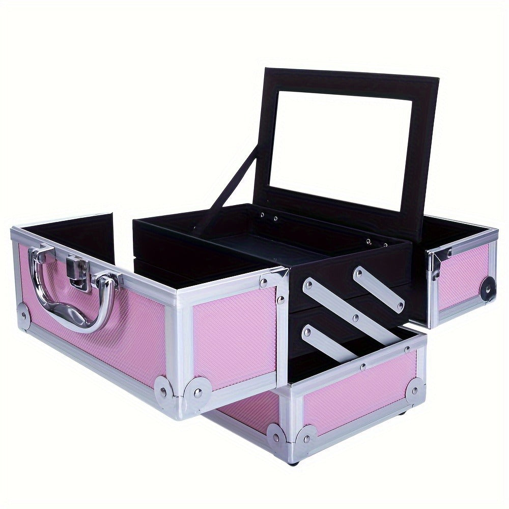 Travel Makeup Bag – Foldable, Aluminum Makeup Train Case Mirror – detail view 13