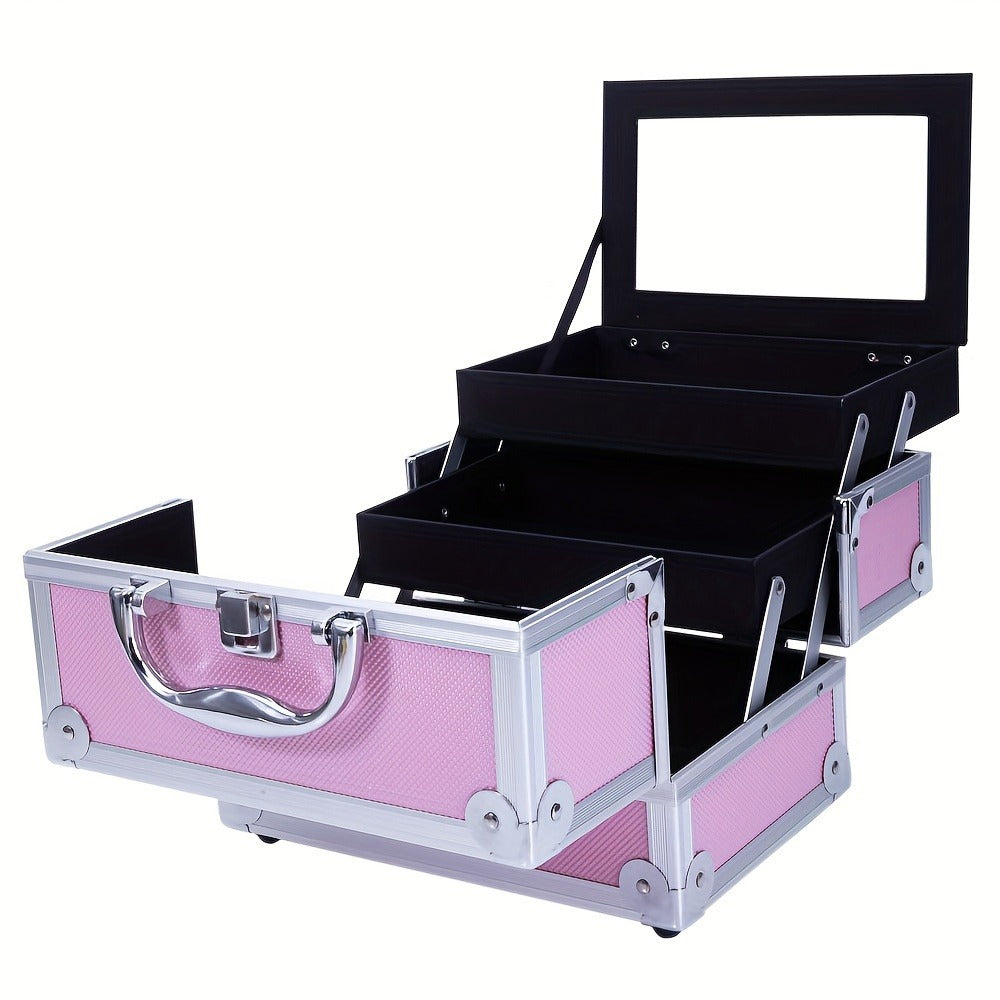 Travel Makeup Bag – Foldable, Aluminum Makeup Train Case Mirror – detail view 10