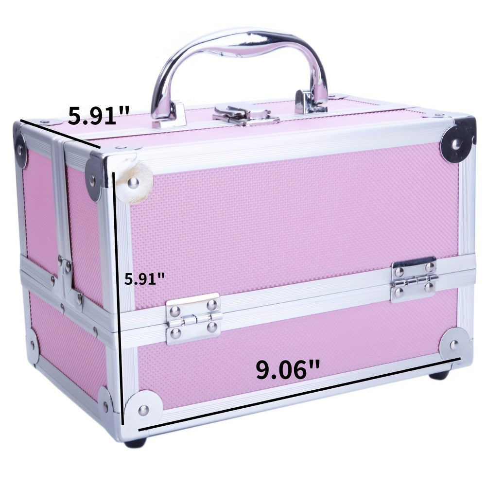 Travel Makeup Bag – Foldable, Aluminum Makeup Train Case Mirror – front view - product view 14