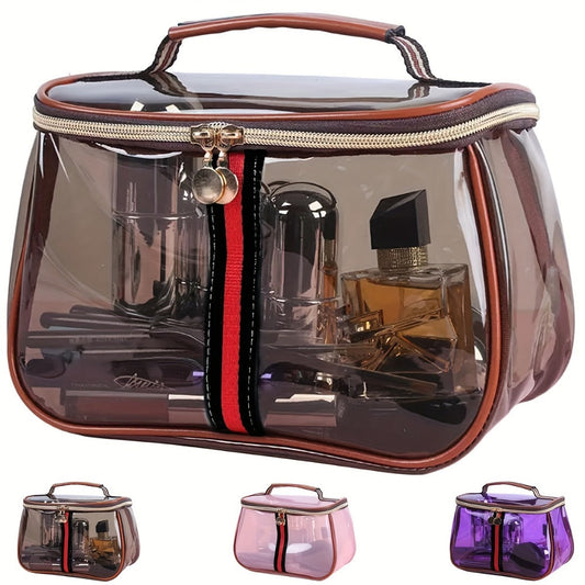 Travel Makeup Bag – Large Capacity, Transparent, Clear, Waterproof – front view