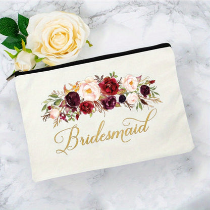 Travel Makeup Bag – Lightweight, Floral Bridesmaid Makeup Zipper Machine – detail view 12