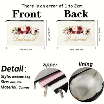 Travel Makeup Bag – Lightweight, Floral Bridesmaid Makeup Zipper Machine – detail view 4