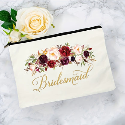 Travel Makeup Bag – Lightweight, Floral Bridesmaid Makeup Zipper Machine – detail view 5