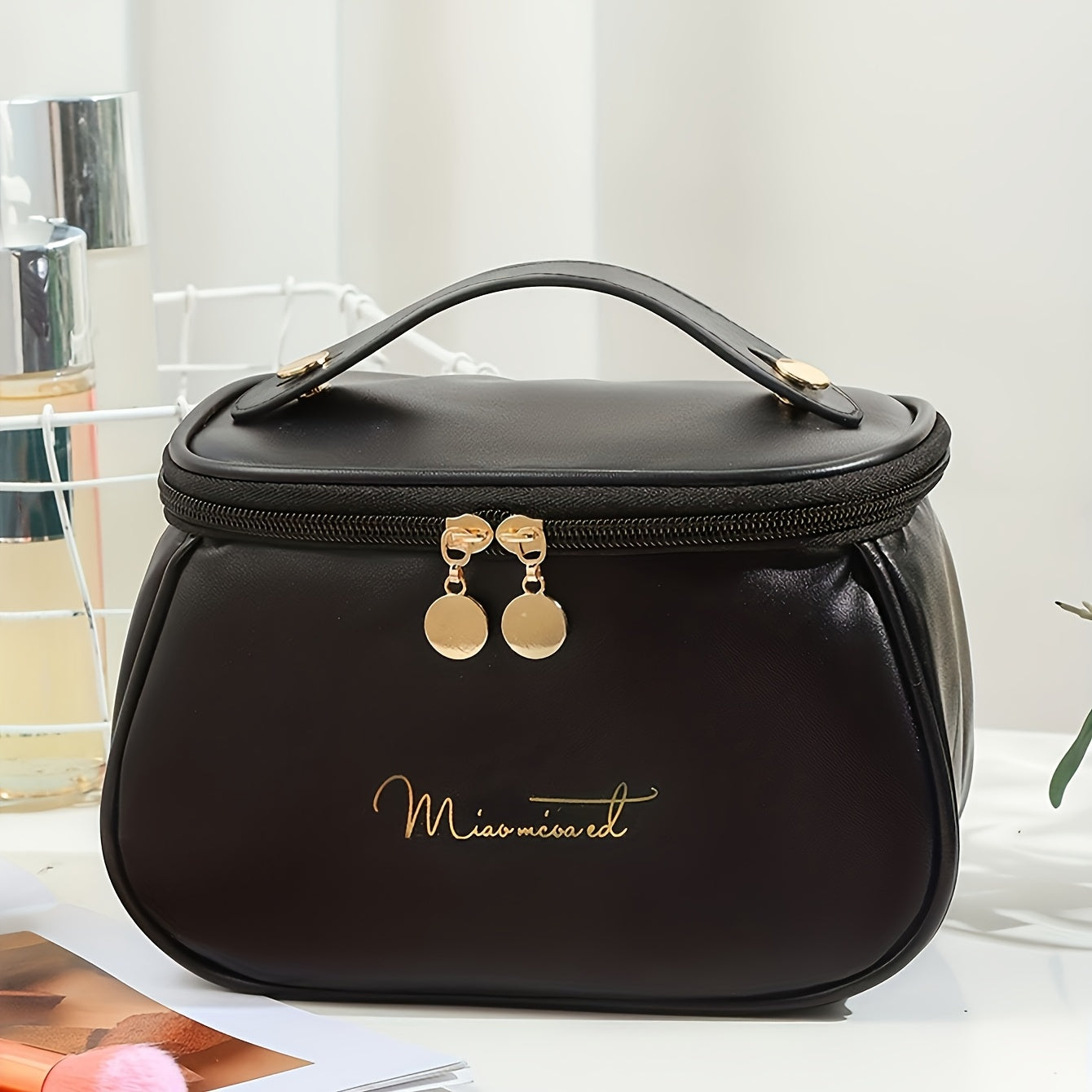 Travel Makeup Bag – PU Leather, Large Capacity, for Travel – front view - product view 13