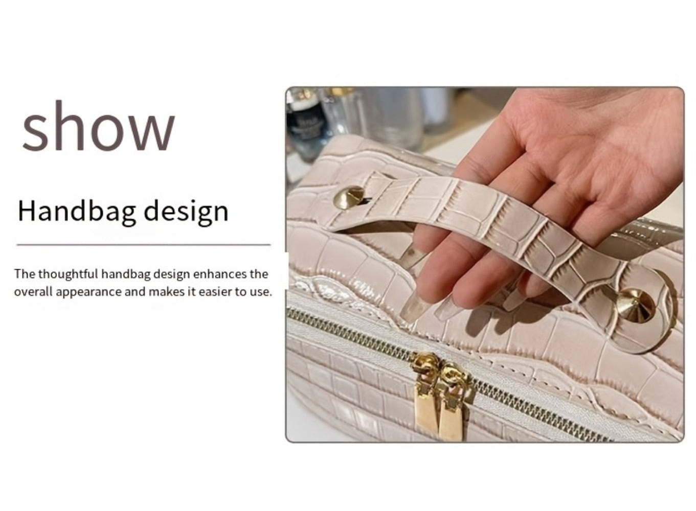 Travel Makeup Bag – PU Leather, Large Capacity, for Travel – detail view 14