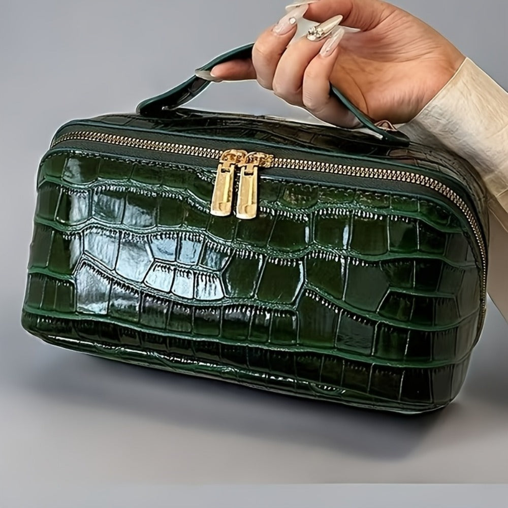 Travel Makeup Bag – PU Leather, Large Capacity, for Travel – front view